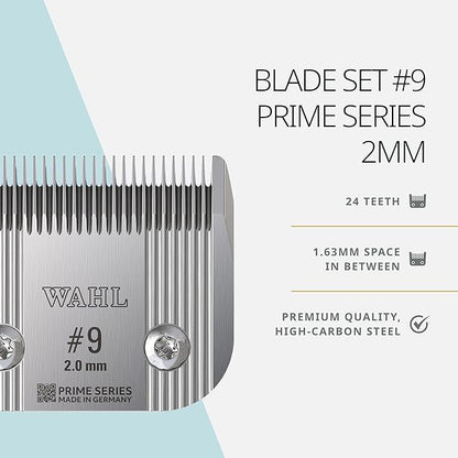 Wahl Pro Animal Prime Series Blades - Professional Fine Tooth Pet Clipper for Horse, Cat & Dog Grooming - Made from High-Carbon Steel - #9, 2.0mm