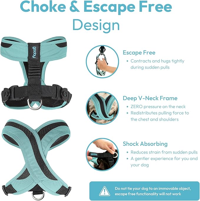 Gooby Comfort X One Dog Harness - Head-in Dog Harness for Small & Medium Sized Dogs - Escape-Free & Choke Free - Breathable Mesh, Shock Absorbing, Easy Snap & Swivel Buckles - Black, Small