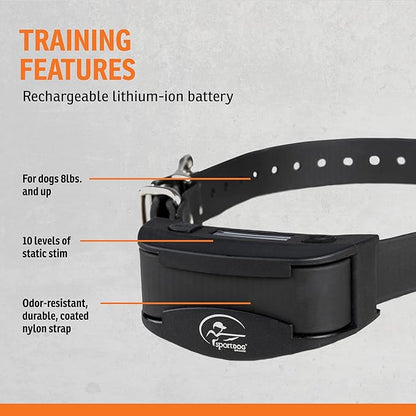 SportDOG NoBark SBC-R - Waterproof, Lightweight & Programmable Barking Correction Collar - Multiple Stimulation Levels for Outdoor Temperament Training - Black