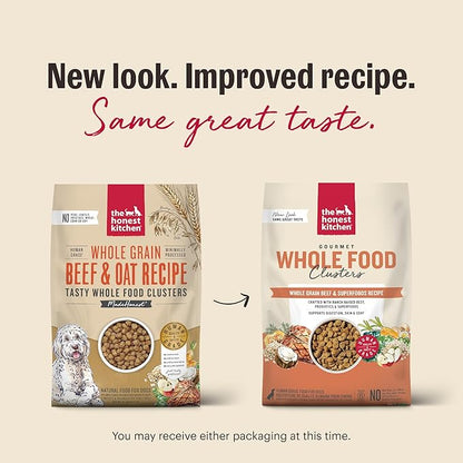 The Honest Kitchen Human Grade Whole Food Clusters Dry Dog Food - Whole Grain Beef & Oats, 20 Pound Bag