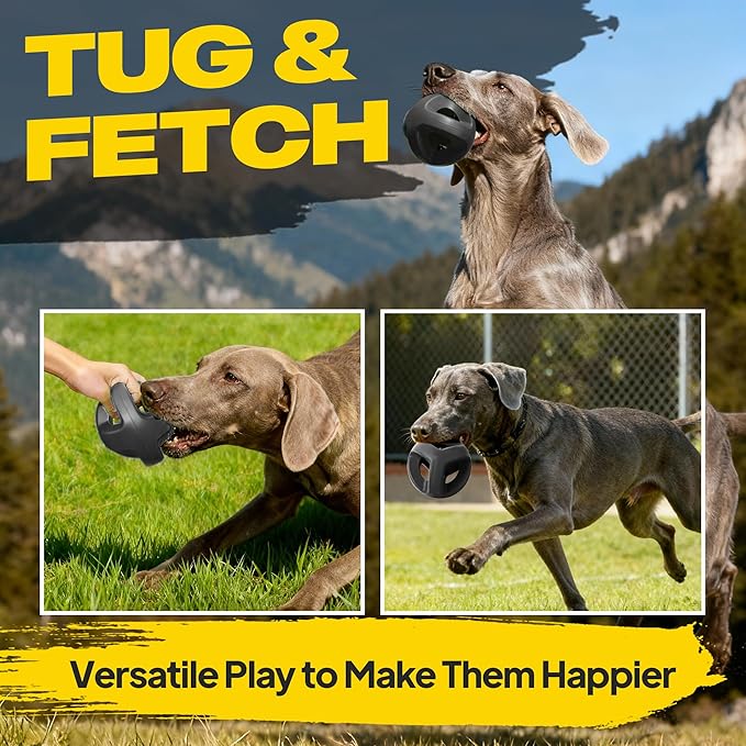 Fida Natural Rubber Dog Balls for Aggressive Chewers, Durable Dog Chew Toys for Large Dogs, Interactive Fetch & Tug of War Toys for Medium Large Breed Non-Toxic Dish Washable,4.5 * 4.5"