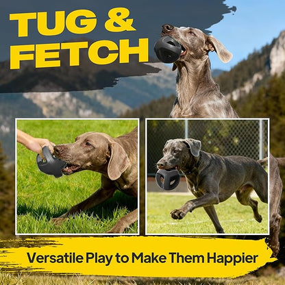 Fida Natural Rubber Dog Balls for Aggressive Chewers, Durable Dog Chew Toys for Large Dogs, Interactive Fetch & Tug of War Toys for Medium Large Breed Non-Toxic Dish Washable,4.5 * 4.5"