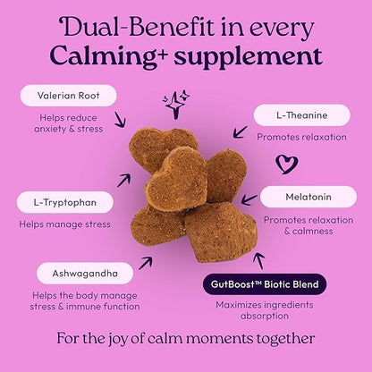 New! WellJoy Dog Supplement Calming+ GutBoost | Dog Health Supplement | Promotes Relaxation & Calmness | Dual-Benefit GutBoost Formulation | Vet Formulated | USA Made | Chicken Flavor | 90 Soft Chews