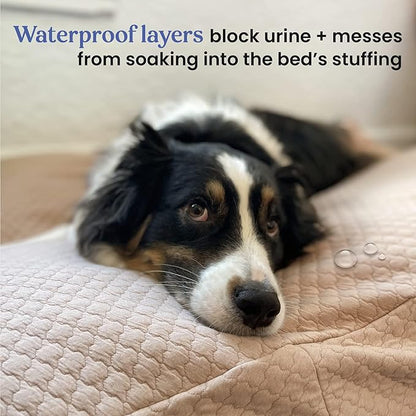 4Knines Luxury Dog Bed Cover – Waterproof Cover for Dog Bed – Heavy Duty Quilted Material – Durable, Machine Washable – USA Based Brand – Large (Fog)