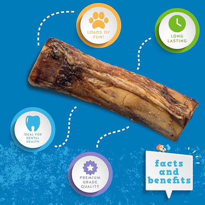 Jack&Pup Marrow Bones for Dogs, Long Lasting Dog Bones for Large Dogs, 6" Marrow Bone, Natural Beef Bone (6 Pack)