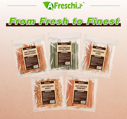 A Freschi srl Soft Chicken Dog Treats, All Natural, High-Protein, Healthy & Easily Digestible, Grain-Free Puppy Chews, Human Grade Training & Rewards Dog Snacks, Chicken Knots, 16 oz Pack