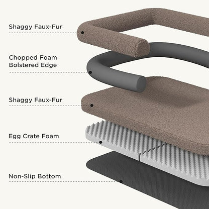 Bedsure Foldable Human Dog Bed for People Adults, 2 in 1 Calming Human Size Giant Dog Bed Fits Pet Families with Egg Foam Supportive Mat and Waterproof Liner, Faux Fur Orthopedic Pet Sofa, Pink