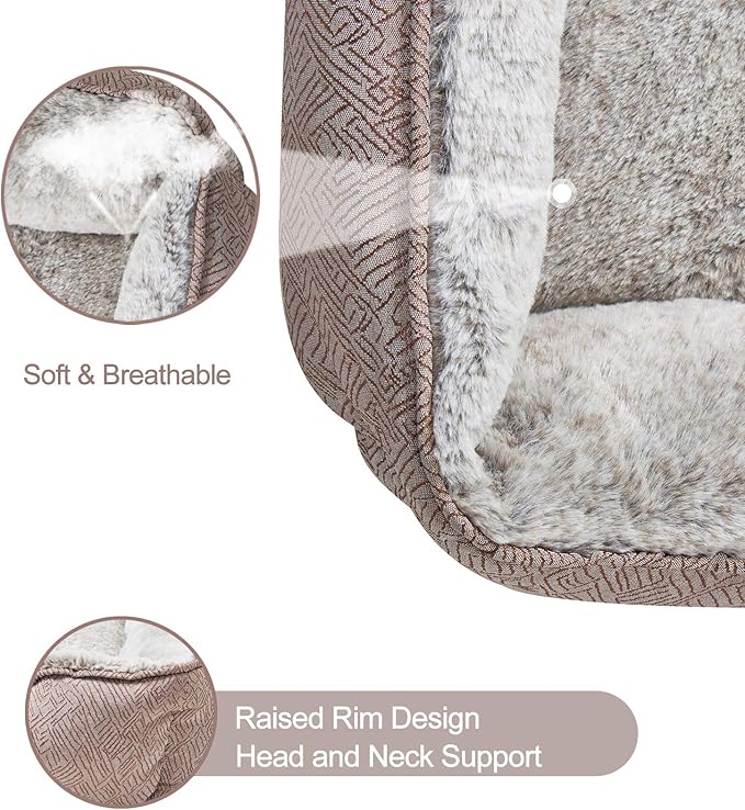 JOYELF Dog Bed Washable Calming Cat Bed Sofa, Cute Fluffy Pet Couch Bed for Puppy, Kitten, Small Dog and Cat - Small Rectangle