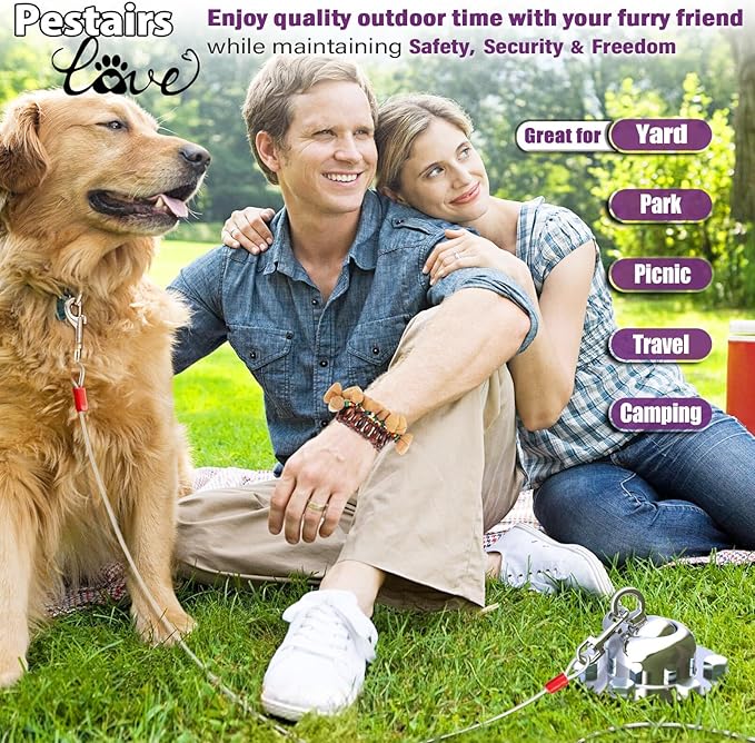 360° Swivel Dog Tie Out Stake Dog Anchor Upgrade - Heavy Duty Stainless Steel Dog Yard Stake for Small to Large Dogs 6 PCS Dog Tethers Holds 1500Lbs of Pull Force Great for Yard Camping Outdoor