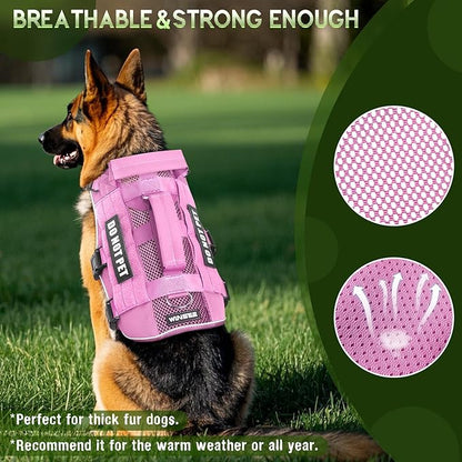 WINSEE Mesh Dog Harness with 10 Pet Patches for Small Service Dog in Training, Breathable Tactical Molle Vest with Double Handle, Reflective Military Pet Vest for Walking Hiking