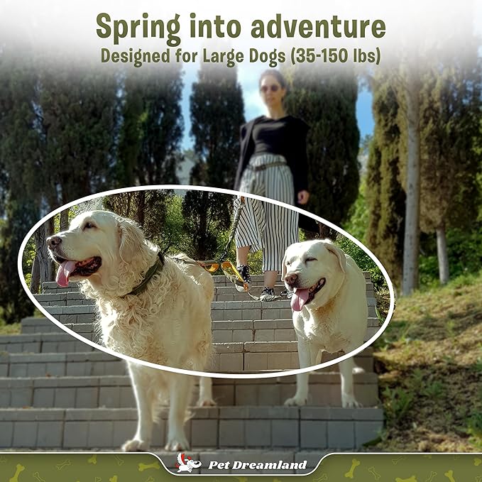 Pet Dreamland Exquisite Double Dog Leash Coupler with Tangle-Free Swivel. Premium & Versatile Attachment for Walking Two Dogs. You Will Absolutely Love This Amazing Dual Dog Coupler (Khaki & Orange)