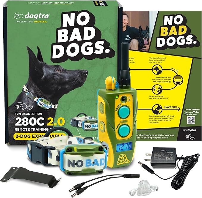 Dogtra E-Collar Tom Davis 280C 2.0 [2025 Edition], Boost & Lock, Waterproof, 1/2-Mile Range Dog Training Collar with Remote, Rechargeable, 127 Levels, Vibration, Bungee, No Bad Dogs Trainers