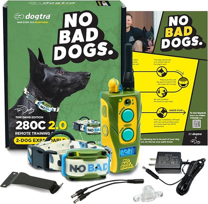 Dogtra E-Collar Tom Davis 280C 2.0 [2025 Edition], Boost & Lock, Waterproof, 1/2-Mile Range Dog Training Collar with Remote, Rechargeable, 127 Levels, Vibration, Bungee, No Bad Dogs Trainers