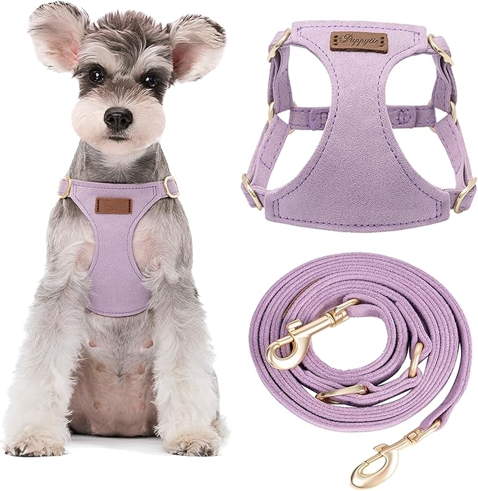 Puppytie No Pull Dog Harness with Multifunction Dog Leash,Soft Adjustable No Choke Escape Proof Pet Harness Vest for Medium Dogs or Large Dogs,Light Purple,M