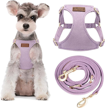 Puppytie No Pull Dog Harness with Multifunction Dog Leash,Soft Adjustable No Choke Escape Proof Pet Harness Vest for Medium Dogs or Large Dogs,Light Purple,M