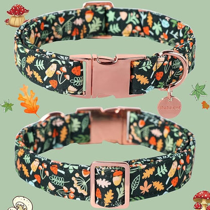 Daisy Fall Cotton Dog Collar with Metal Buckle Gift Autumn Collar for Small Medium Large Girls or Boys Dogs Cute Durable Comfortable Pet Collars