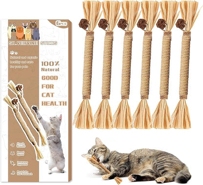 Leoezx Silvervine Sticks for Cats, Silver Rattan Stick Catnip Stick,Kitten Training Toy,Cats Chew Stick Indoor,Cat Interactive Toy,Tooth Cleaning for cat,Kitty Wooden Tooth Stick Cat Game