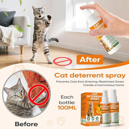 TPBEHMZ Cat Deterrent Spray – Natural, Non-Toxic Anti-Scratch Spray for Cats & Kittens – Indoor & Outdoor Pet Training Aid – Furniture & Carpet Protector 7.0 OZ Orange