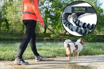 Mighty Paw Hands Free Dog Leash | Bungee Waist Leash for Dog Walking. Pet Running Hands Free Tether for Large, Medium & Small Breeds. Pet Waist Belt (36" - 48") Up to 150 lbs - Gray
