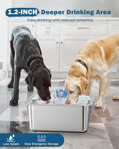 Large Dog Water Fountain Stainless Steel,3 Gallon Extra Big Pet Water Fountain for Large Dogs with 4 Filters,Automatic Dog Bowl Dispenser,Easy to Clean,Quiet Pump