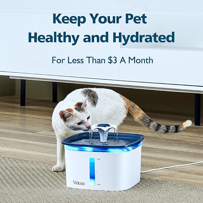 Veken Cat Water Fountain Filter, Classic 12 Pack Replacement Filters & 12 Pack Replacement Pre-Filter Sponges for 50oz, 84oz, 95oz or 108oz Automatic Pet Fountain Dog Water Dispenser