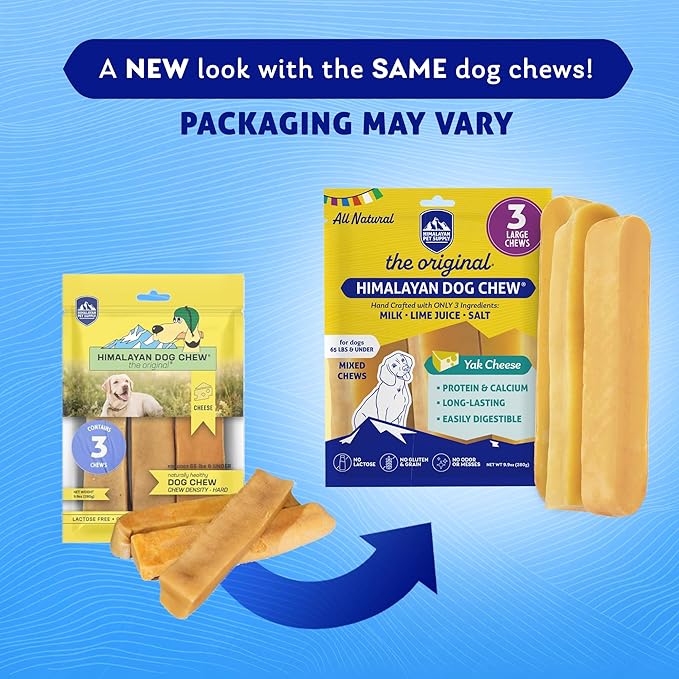 Himalayan Dog Chew Original Yak Cheese Dog Chews, The Better-For-You Chew, 100% Natural, Long Lasting, Healthy Safe Dog Treats, Lactose & Grain Free, Protein Rich, For Dogs 65 Lbs & Smaller, 5-Count