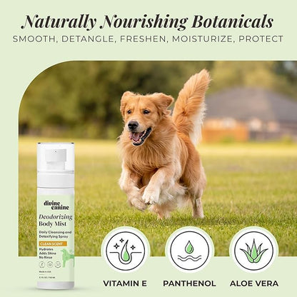 Divine Canine Cleansing Hair and Body Spray for Dogs - 5.1 Fl Oz of Dog Deodorizer, Long Lasting Formula - Everyday Body Spray with Aloe, Lemongrass Oil, and More - Made in The USA