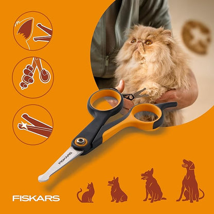 Fiskars Pet, Dog & Cat Grooming Scissors, Rounded Tips & SoftGrip Handle, Cat and Dog Supplies, Orange/Black, Detailing Scissors
