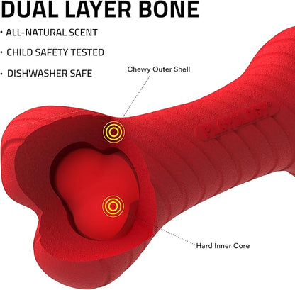 Playology Dog Toys | Dual Layer Bone Durable Chew Toy Bone for Dogs (Value 2-Pack) | Small Grandma's Gravy Scented Toy - Easy to Clean and Made from Non Toxic Materials