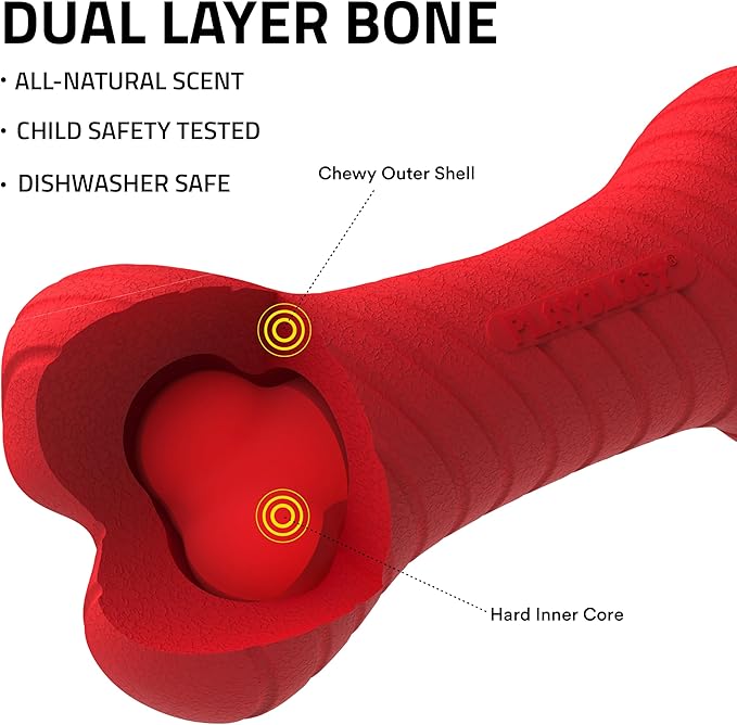 Playology Dog Toys | Dual Layer Bone Durable Chew Toy Bone for Dogs | Medium Grandma's Gravy Scented Toy - Easy to Clean and Made from Non Toxic Materials
