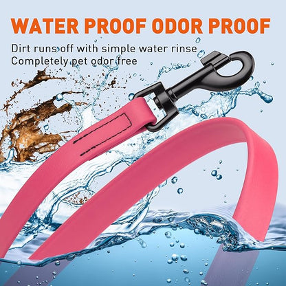 Dogline Biothane Waterproof Dog Leash Strong Coated Nylon Webbing with Black Hardware Odor-Proof Easy to Clean High Performance for Small or Large Dogs Made in USA 4 or 6 ft Lead, Passionfruit Pink