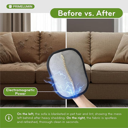 PRIMELUMIN Pet Hair Removal Glove - Electrostatic Fur Remover Mitt for Dogs and Cats, Reusable Washable Pet Hair Remover Tool for Furniture, Couch, Carpet, Car Seat, Laundry