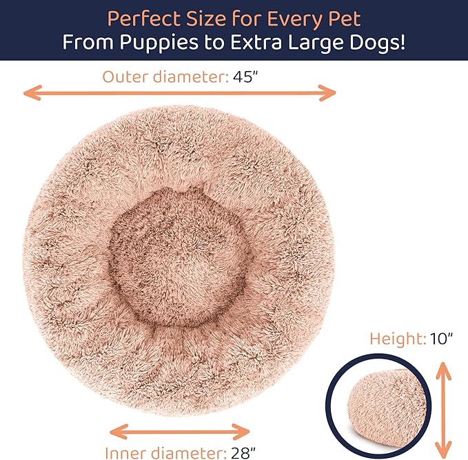 Donut Dog Bed - Premium Comfort for Anxiety Relief - Fluffy & Calming Design with Ultra-Plush Support | Cozy Round Dog Bed with Super Soft Circle Style (Pink, X-Large)