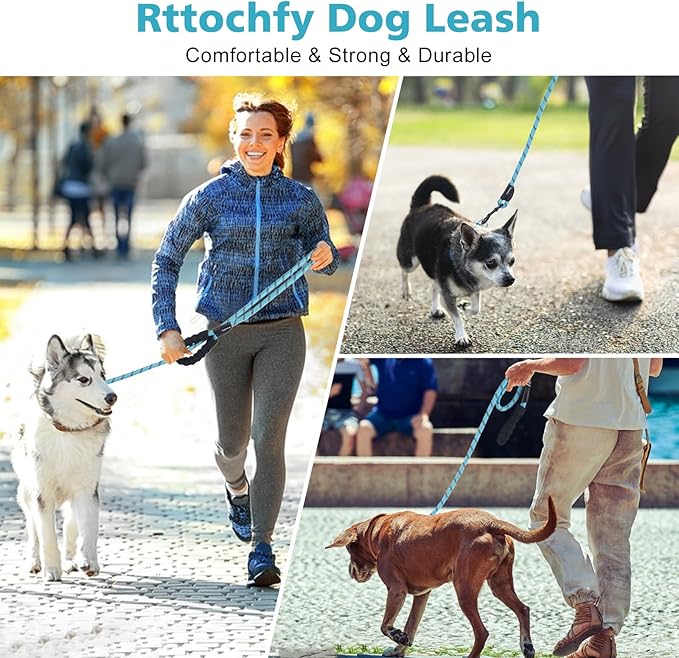 Rttochfy Rope Dog Leash 2/4/5/6/8/10 FT with Comfortable Padded Handle and Highly Reflective Threads for Small Medium and Large Dogs Heavy Duty (3/8"-5 FT, Orange)