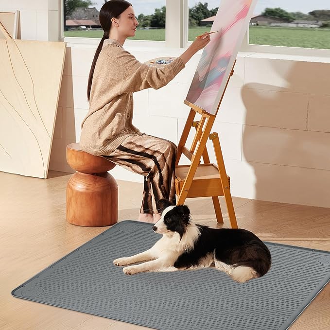Pee Pads for Dogs, 40" x 28" Extra Large Reusable Silicone Mat, Washable Puppy Training Pads for Potty Training, Non-Slip, Leak-Proof, Indoor Floor Protection (Dark Grey)