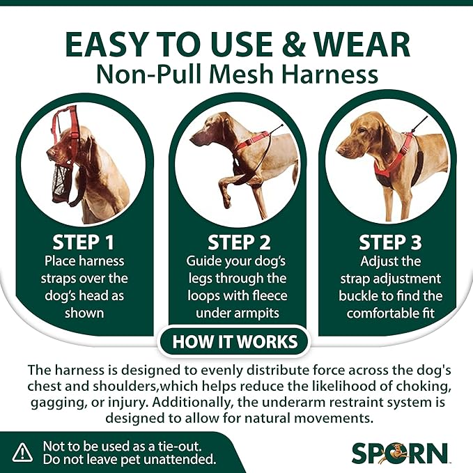 Sporn Mesh Non Pull Dog Harness Medium Blue, Perfect for Training-Stops Dogs from Pulling and Choking on Walks for Small, Medium and Large Dogs, Puppy, No Pull, No Choke Harness