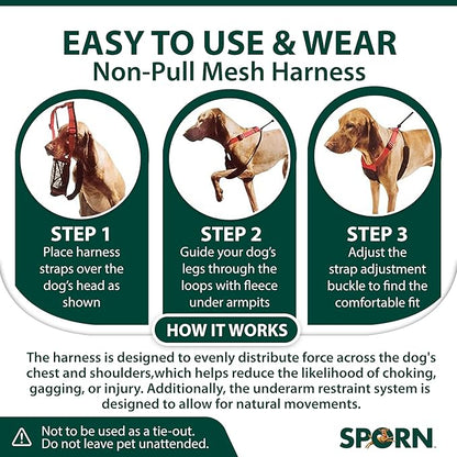 Sporn No Pull Dog Harness for Small-Sized Dogs - Black Mesh, Heavy Duty Nylon, Breathable, Lightweight, Adjustable, Padded, Soft & Easy, Anti-Pull Body Halter, Small Dog Harness for Puppies