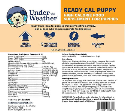 Under the Weather Pet | Ready Cal for Puppies 80cc | High Calorie Puppy Nutritional Supplement | Puppy Weight Gainer and High Calorie Booster | 10 Vitamins, 7 Minerals & Omega Fatty Acids