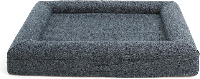 Bluewater Dog Luxury Boucle Orthopedic Memory Foam Dog Bed with Waterproof Liner and Machine Washable Cover with YKK Zippers (Large, 45" L x 36" W x 7" Th, Ocean Blue)