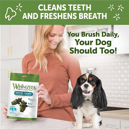 WHIMZEES Wellness Alligator Dog Dental Treats, Natural Chews, Small Size, (24 Count)