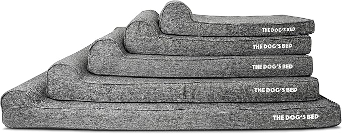 The Dog’s Bed Orthopedic Headrest Dog Bed XXL Grey Linen, Memory Foam, Pain Relief for Arthritis, Hip & Elbow Dysplasia, Post Surgery, Lameness, Waterproof Washable Cover, Veterinary Approved