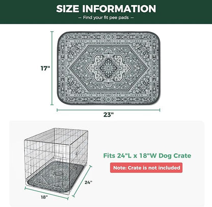 FXW Washable Pee Pads for Dogs, Puppy Pads with Super Absorbent, Specifically Designed for 24inch Cages, 17" x 23" Rectangle, Boho Grey, 2 Packs