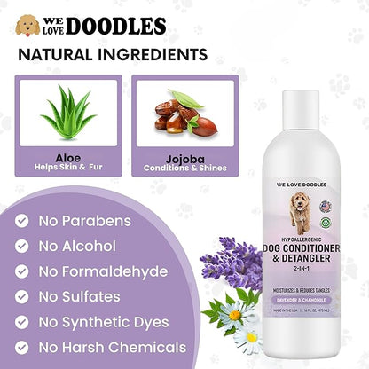We Love Doodles Dog Conditioner & Detangler, 2-in-1 Conditioner for Allergies & Itching, Dog Lotion for Dry Itchy Skin, for Poodles, Doodles, & Goldendoodles, 16oz