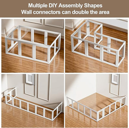Clear Acrylic Dog Playpen Transparent Dog Playpen Indoor, Easy Assemble Clear Pet Pen for Puppy Bunny Cat Pig, Sturdy & Easy Cleaning Plastic Dog Puppy Fence
