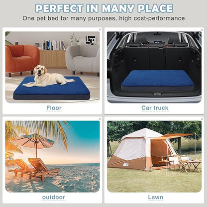 JoicyCo Dog Bed for Medium Dogs, Orthopedic Foam Dog Bed, Joint Relief Pets Sleeping Mattress, Non Slip Bottom with Washable Removable Cover, Dark Blue