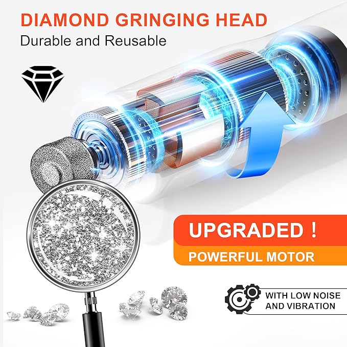7-Speed Dog & Cat Nail Grinder with Light - Ring LED Safe to Avoid Overcut, Quiet Low Vibration & Powerful Fast, Cordless Rechargeable Toenail Trimmer for Small & Large Puppy & Breeds Paws(White)