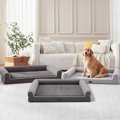 Warmrest Large Dog Beds Large Sized Dogs 45x35x7 Inch, Orthopedic XXL XL Dog Bed for Medium Size Dogs, Big Waterproof Couch Sofa with Removable Washable Cover for Pet, Dark Grey
