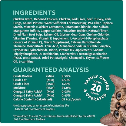 Optimeal Grain-Free Wet Cat Food Pouches – Chicken & Turkey in Savory Gravy, High Protein & Moisture-Rich Tender Morsels, Indoor Adult Cat Food Wet with Natural European Ingredients, 3 oz (Pack of 12)