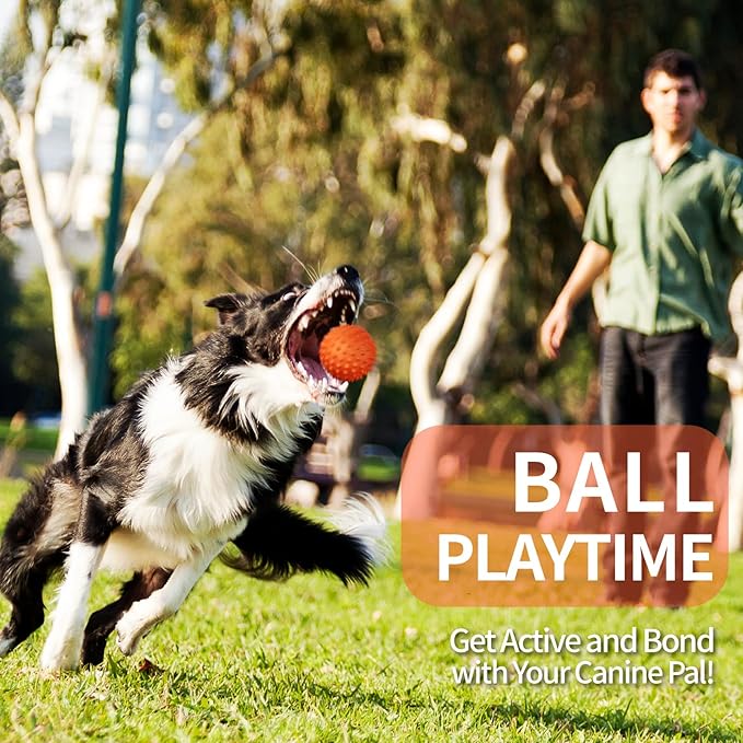 Apasiri Peanut Flavor Dog Ball, Indestructible Dog Toy for Aggressive Chewers, Large Breed, Squeaky, Rubber, Orange