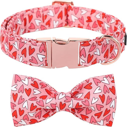 Lionet Paws Valentines Dog Collar Bowtie, Dog Bowtie Collar with Metal Buckle for Dogs and Cats, Adjustable Comfortable Dogs Collars Girl Boy，XXS, Neck 7-11 in